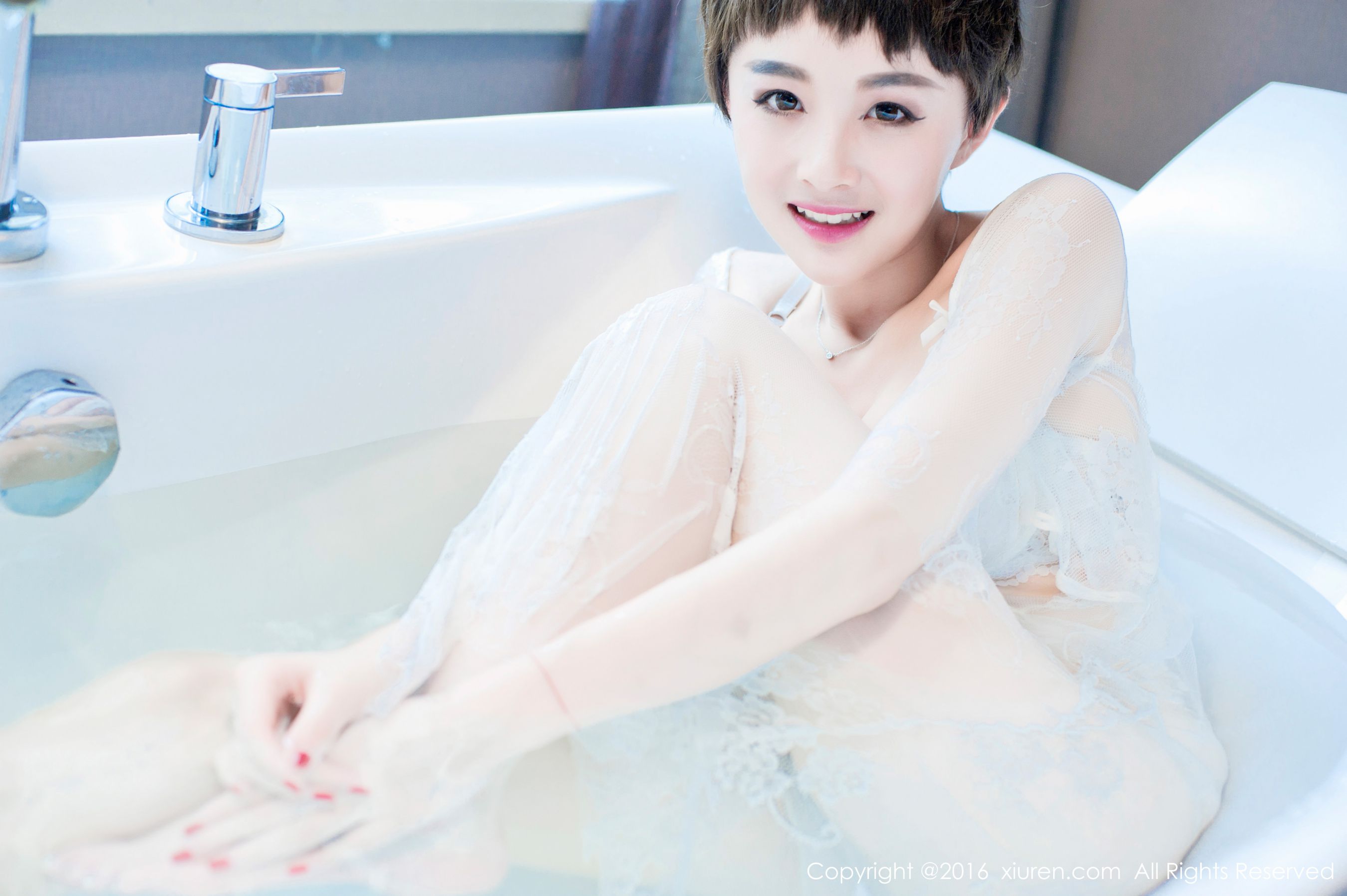 Xiao Yang Mi@baby_kiki "Uniform shirt, casual lining, bathtub wet body" [秀人网XiuRen] No.600 Page 78 No.5d7eb7